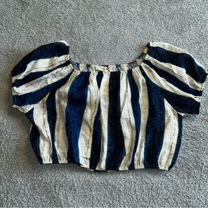 Elegant Striped Blouse in Navy and Cream